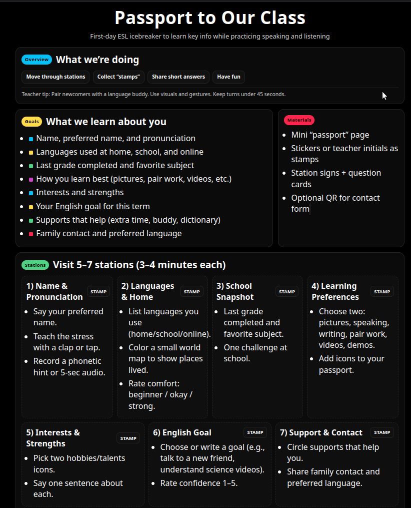 Passport to our class